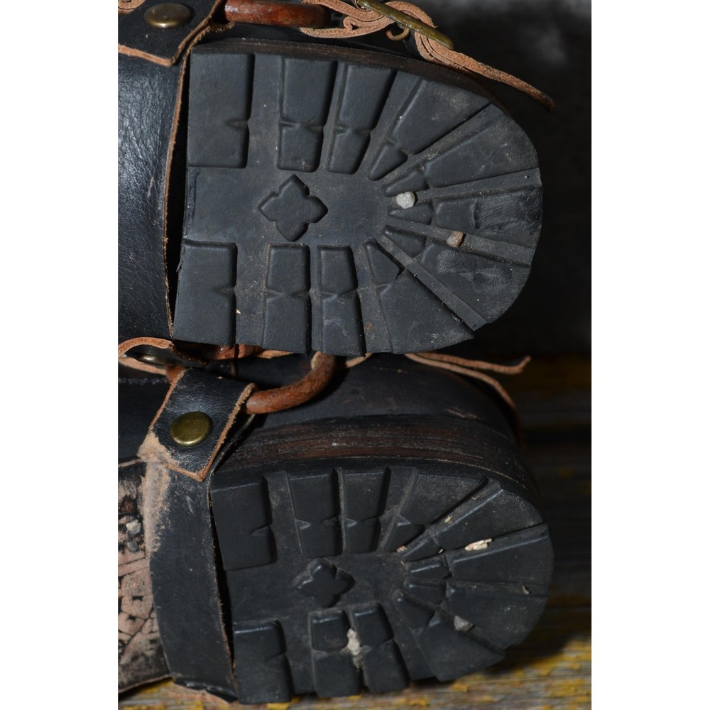 Freebird Hatchet Boots Womens Size 7 Black Leather Harness Ankle Biker By Steven - Picture 11 of 16